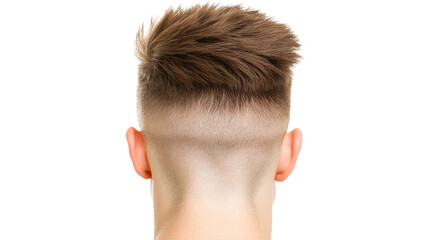 Fototapeta premium Close-Up View of a Trendy Short Hairstyle with a Faded Undercut and Textured Top for Modern Male Grooming