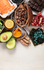 Foods high in vitamins, minerals and antioxidants. Anti age foods.