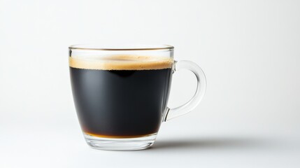 Naklejka premium A cup of coffee is sitting on a white table