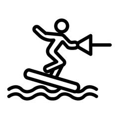 Wakeboarding Vector Line Icon Design