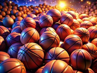 Obraz premium Long Exposure Photo of a Stack of Basketballs - Dynamic 3D Render