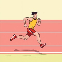 Obraz premium Dynamic Runner on Track: A Sprint of Determination