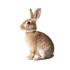 Obraz premium Adorable Brown Rabbit Sitting Gracefully with Fluffy Fur and Alert Expression in Bright Light