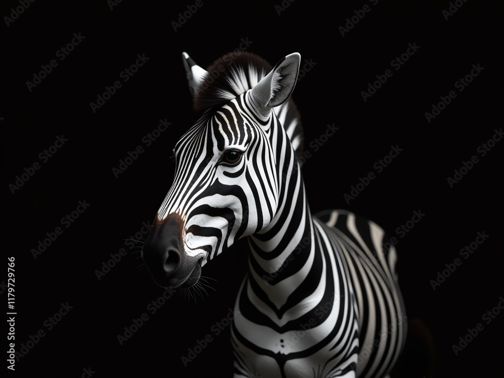 Poster A Black And White Zebra Photograph Sits On A Solid Black Background Creating A Simple Yet Striking Visual Effect Instantly. 00003