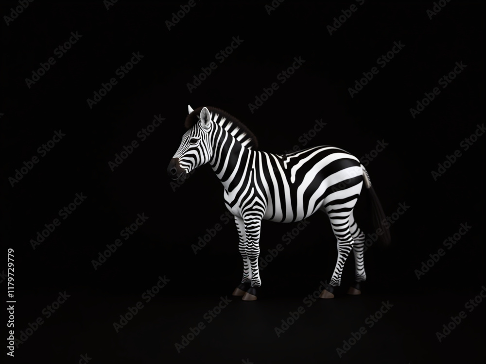 Aufkleber A Black And White Zebra Photograph Sits On A Solid Black Background Creating A Simple Yet Striking Visual Effect Instantly. 00001