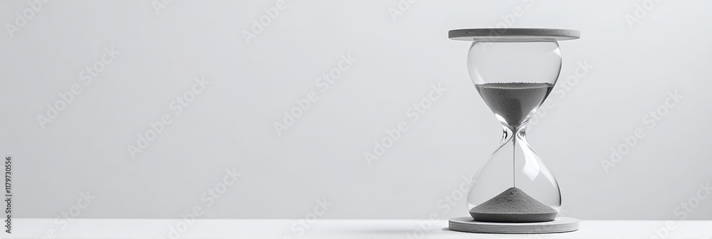 Poster A Black And White Image Of An Hourglass In A Minimalist Copy Space On A Plain Background. 00003