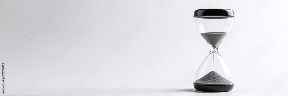 Poster A Black And White Image Of An Hourglass In A Minimalist Copy Space On A Plain Background. 00002