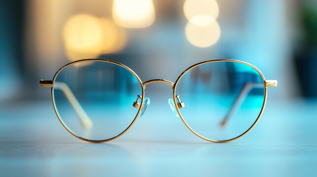 Focus on clean and stylish compositions with eyeglasses as the main subject.