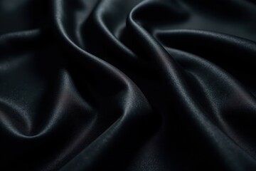 Fototapeta premium Luxurious black silk, soft folds, dramatic lighting, silk, template