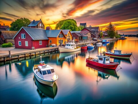 Long Exposure Photography of Fishtown, Michigan's Historic Waterfront at Dusk