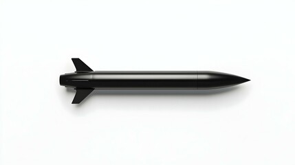 Minimalist monochrome depiction of a missile, emphasizing its sleek form and design, set against a stark contrasting background.