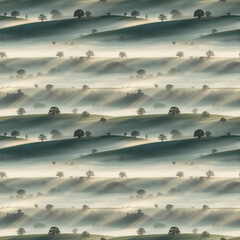 Panoramic Seamless Hazy Mountain Horizon Background for Website Headers