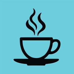Elegant Coffee Cup Illustration for Branding,Blue Coffee Cup with Steam Flat Vector Illustration