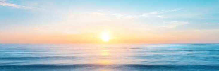 Breathtaking sunrise over a tranquil ocean, with soft pastel skies and gentle waves, evoking a sense of peace and serenity; perfect for nature and seascape enthusiasts.