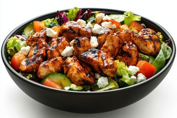 Fototapeta premium Delicious salad with veggies feta and grilled chicken
