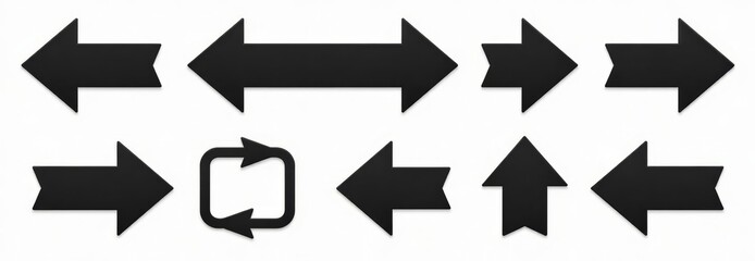 Fototapeta premium Eight black arrows different directions on white background