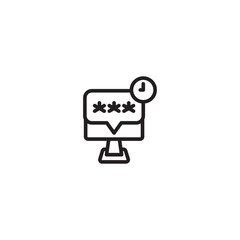 Temporary password. Computer screen with password prompt and timer. Temporary access. Password security with timed expiration.