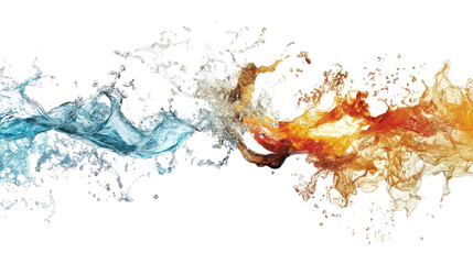 Colorful Abstract Splash of Water and Liquid Smoke Forming Artistic Patterns and Textures in Dynamic Motion