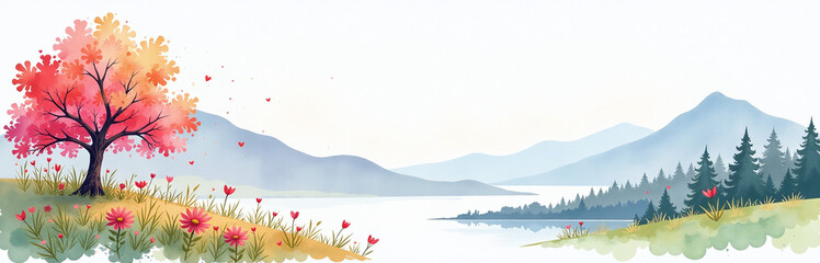 A Beautiful Watercolor Painting Of A Colorful Scene Isolated On A Pure White Background Creating A Sense Of Tranquility And Calmness Overall. 00003