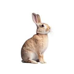 Obraz premium Cute and Curious Bunny Rabbit Sitting Gracefully on a White Background