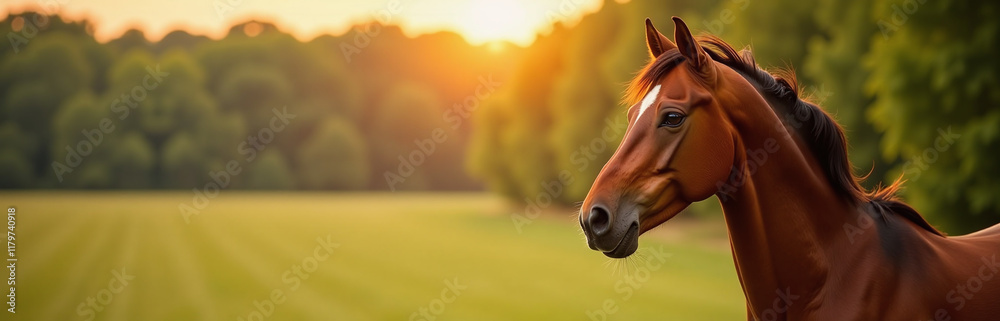 Poster A Beautiful Horse Portrait Banner Is Designed With Ample Copy Space For Your Text Or Logo Above A Stunning Equestrian Image. 00001