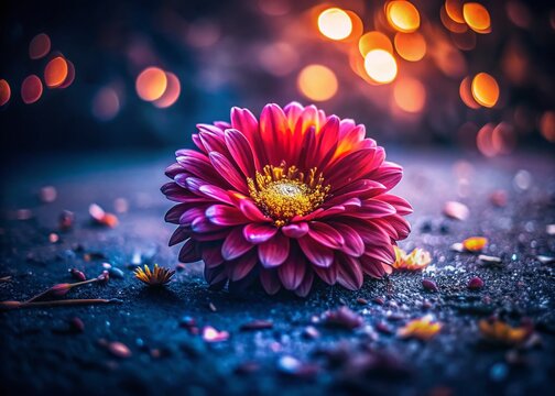 Low Light Defloration:  Delicate Petals in Moonlight,  Dark Bloom, Night Photography