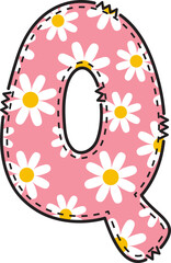Cute Daisy Alphabet Q