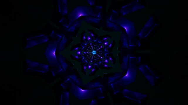 Hypnotic Neon Animation With Rotating Abstract Geometric Patterns