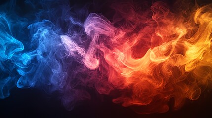 Fototapeta premium Dynamic colorful smoke flows in vibrant waves.