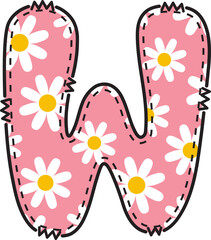 Cute Daisy Alphabet W