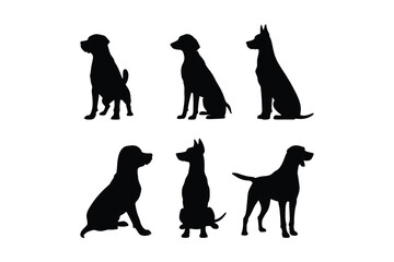 Set of Black Dog Silhouettes for Clipart and Logo Projects