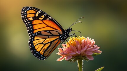 Vibrant butterfly perched on a flower.
