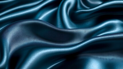 Obraz premium Luxurious Teal Satin Fabric with Smooth Waves and Soft Texture