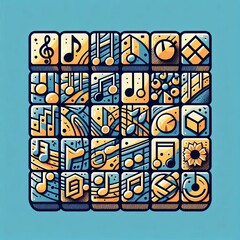 Fototapeta premium Square Notes Staccato or sharp notes depicted as squares