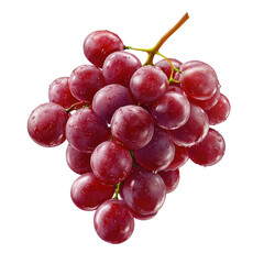 Fototapeta premium Fresh Red Grapes Cluster with Water Drops on Isolated White Background for Healthy Eating and Culinary Use
