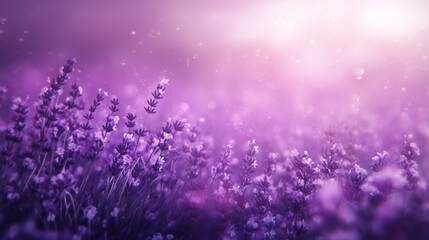 Gentle lavender streams of light blending smoothly over a deep purple background, creating a calm and ethereal atmosphere
