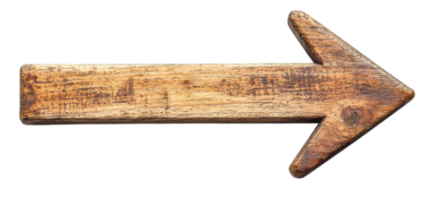 Rustic Wooden Arrow Directional Sign Isolated on transparent background