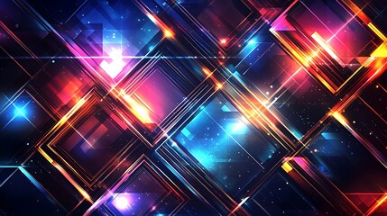 Obraz premium Abstract Glowing Geometric Shapes Cosmic Background