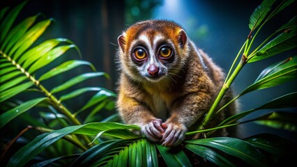 Fototapeta premium Low Light Rainforest Animals: Nocturnal Wildlife in the Jungle