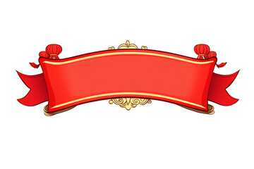 Cartoon Style Red Ribbon Banner with Decorative Elements
