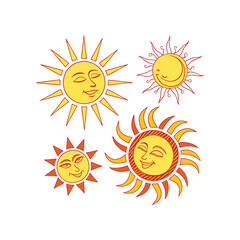 sun icons vector isolated 