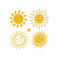 sun icons vector isolated 