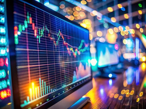 Low Light Stock Market Graph Showing CNX Nifty Share Price Fluctuation