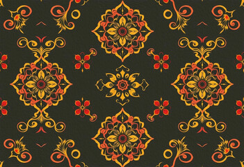Fototapeta premium Oriental pattern. Oil painting. Pattern for printing on wall decorations, covers, leaflets, business cards