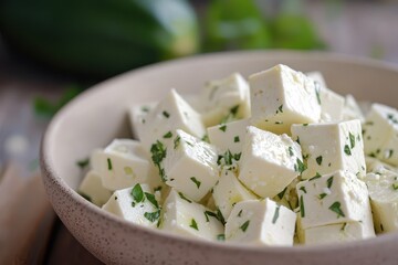 salad with uncooked zucchini and feta