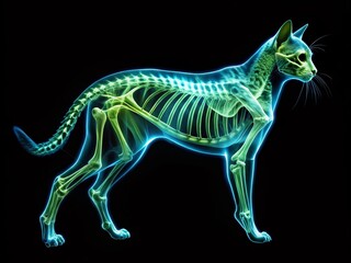 Fototapeta premium Low Light X-Ray of a Cat - Veterinary Medical Imaging Stock Photo