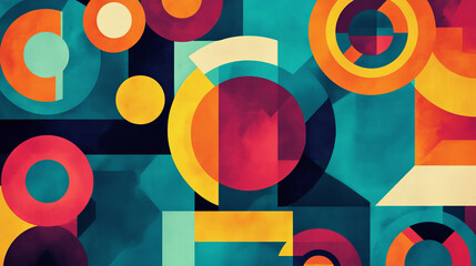 Abstract retro color background with geometric ornament