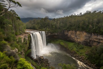 Fototapeta premium A waterfall among the forest.