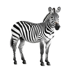 Obraz premium Vibrant Close-up of a Majestic Zebra Standing in Profile Against a White Background