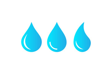 Water drop shape. Blue water drops set. 
Water or oil drop. Flat style Isolated 
on white background 